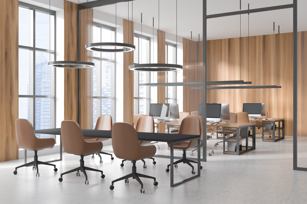 Light,Office,Room,Interior,With,Meeting,Room,,Armchairs,And,Pc