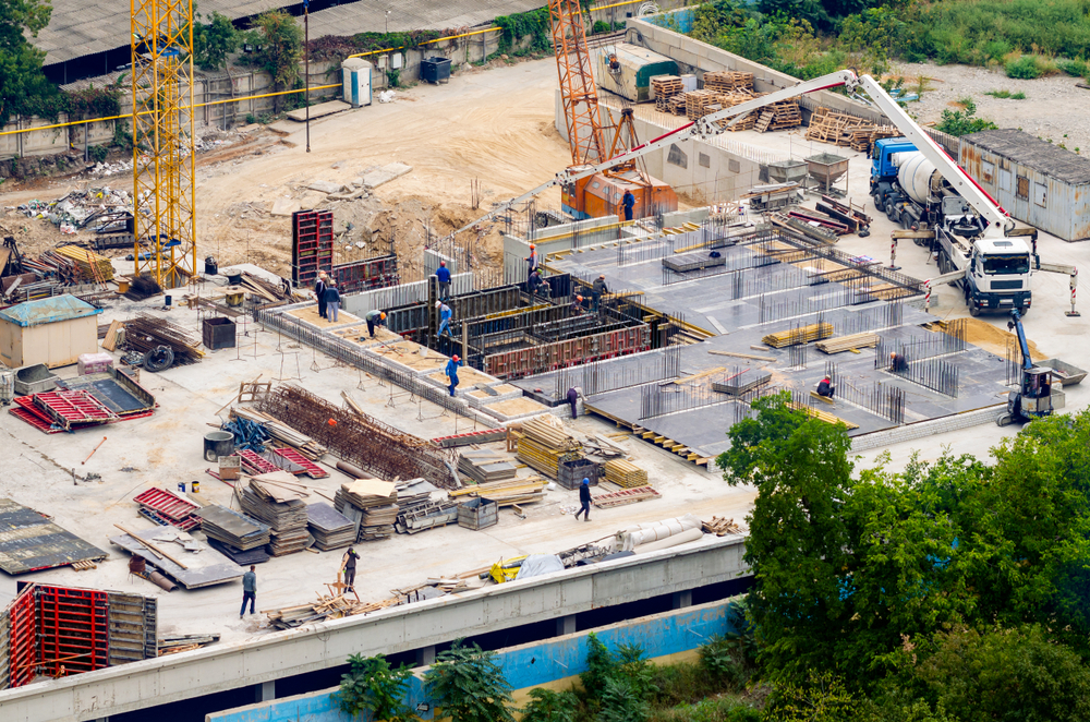 Aerial,View,Of,Construction,Site,,Construction,Of,New,Building,In