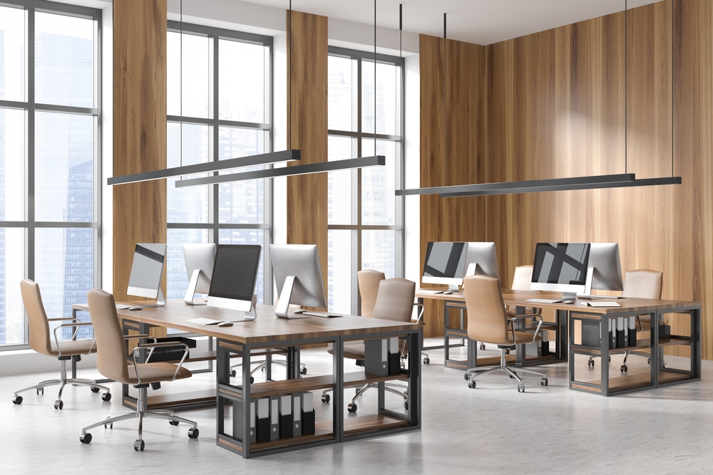 Light,Office,Room,Interior,With,Armchairs,And,Pc,On,The